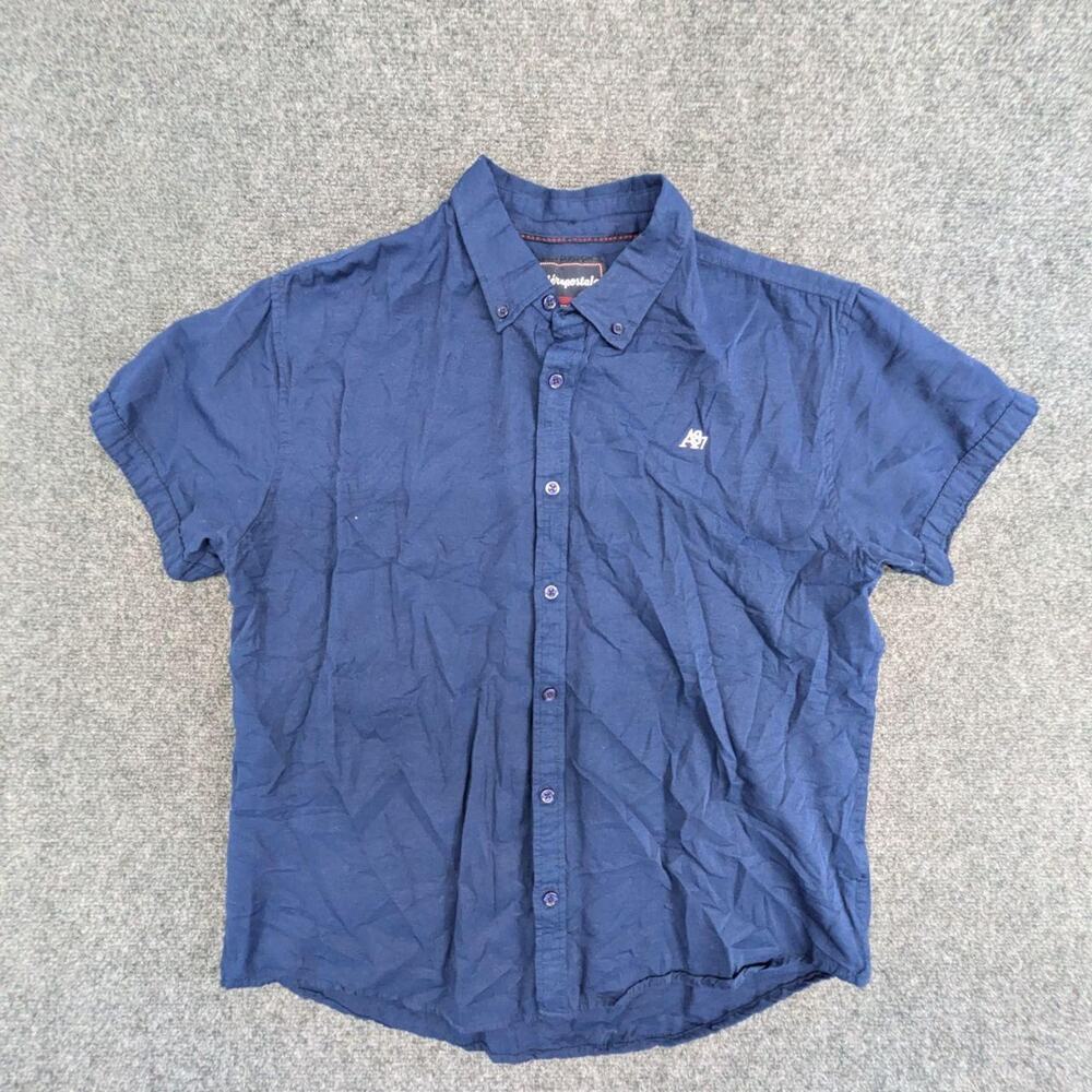 Aeropostale Shirt Womens XXL Blue Button Up Collared Short Sleeve Blouse Top